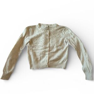White Pearl Cropped Angora Cardigan